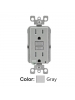 Leviton GFWT1-GY - 15A - 125 V - NEMA 5-15R - Self-test SmartLock Pro Slim Weather & Tamper-Resistant GFCI - Monochromatic - 20 Amp Feed-Through - Gray